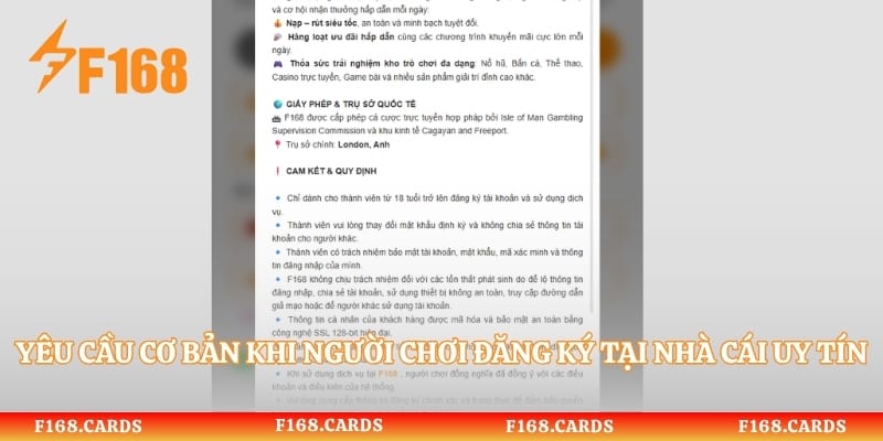 Yêu cầu cơ bản khi người chơi đăng ký tại nhà cái uy tín